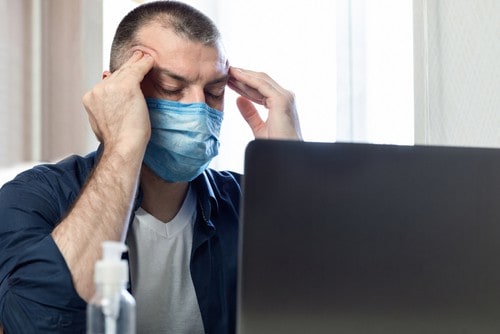 stressed man with mask